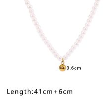 Fashion Gold Stainless Steel Pearl Beaded Ball Necklace
