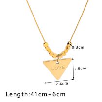Fashion Gold Stainless Steel Geometric Square Beaded Triangle Necklace