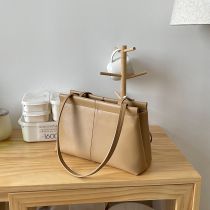 Fashion Apricot Pu Large Capacity Shoulder Bag
