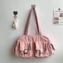 Fashion Pink Nylon Large Capacity Shoulder Bag