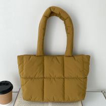 Fashion Yellow Nylon Plaid Large Capacity Shoulder Bag