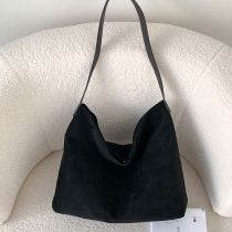 Fashion Black Suede Large Capacity Shoulder Bag