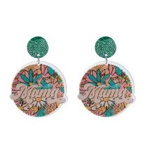 Fashion Number 8 Acrylic Printed Medallion Earrings