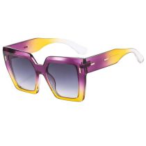 Fashion Purple Tea Frame Gradually Gray Piece Pc Square Large Frame Sunglasses