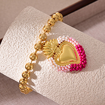 Fashion #8 Copper Geometric Love Rice Bead Bracelet