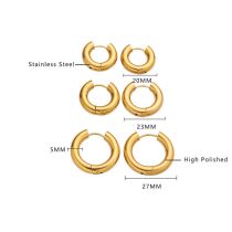 Fashion Gold 27mm Stainless Steel Round Earrings