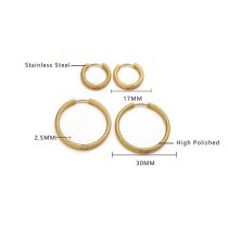 Fashion Gold 30mm Titanium Steel Round Earrings