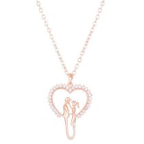 Fashion 2# Copper Inlaid Zirconium Love Necklace