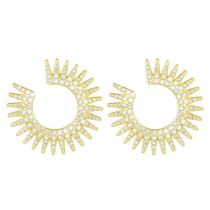 Fashion Gold Alloy Diamond Sunflower Stud Earrings