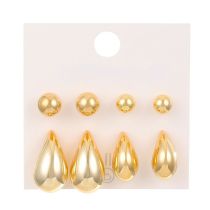 Fashion Gold Alloy Geometric Bean Drop-shaped Earrings Set