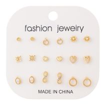 Fashion Gold Alloy Diamond Pearl Geometric Earring Set