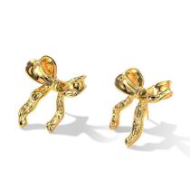 Fashion Gold Color Gold Plated Copper Bow Earrings