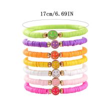 Fashion Color Polymer Clay Beaded Smiley Face Bracelet Set