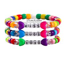 Fashion Color Acrylic Colorful Beaded Letter Bracelet