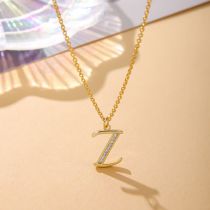 Fashion Z Copper Inlaid Zirconium 26 Letter Necklace
