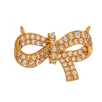 Fashion Golden 3 Copper Inlaid Zircon Bow Accessories