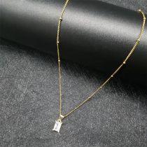 Fashion Bead Chain Style Copper Diamond Square Necklace