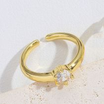 Fashion Round White Zirconium Copper And Diamond Geometric Open Ring