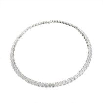 Fashion Silver Alloy Diamond Prong Chain Necklace