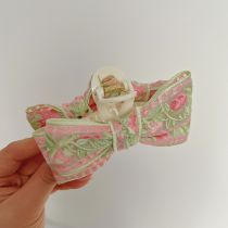 Fashion Pink Embroidered Bow Gripper Cotton And Linen Embroidery Wide Edge Gripper