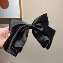 Fashion Black Bow Pearl Hairpin Fabric Bow Hairpin