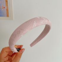 Fashion Pink New Chinese Sponge Hairband Fabric Embroidered Wide-brimmed Headband