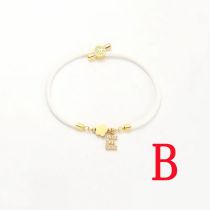 Fashion White Five-leaf Titanium Steel + Copper Micro-inlaid Letters + Positioning Beads B Stainless Steel Diamond 26 Letter Flower Bracelet