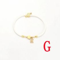Fashion White Five-leaf Titanium Steel + Copper Micro-inlaid Letters + Positioning Beads G Stainless Steel Diamond 26 Letter Flower Bracelet