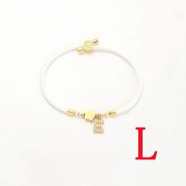 Fashion White Five-leaf Titanium Steel + Copper Micro-inlaid Letters + Positioning Beads L Stainless Steel Diamond 26 Letter Flower Bracelet