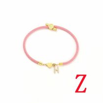 Fashion Pink Love Titanium Steel + Copper Micro-inlaid Letters + Positioning Beads Z Stainless Steel Diamond 26 Letter Love Bracelet