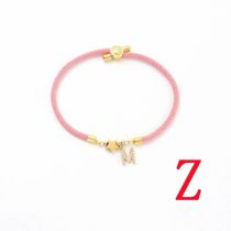 Fashion Pink Star Titanium Steel + Copper Micro-inlaid Letters + Positioning Beads Z Stainless Steel Diamond 26 Letter Star Bracelet