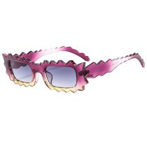 Fashion Purple Yellow Frame Gradually Gray Film Irregular Lace Sunglasses