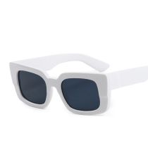 Fashion Gray Frame With White Frame Color Block Square Frame Thick Rim Sunglasses