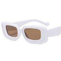 Fashion White Framed Tea Slices Pc Square Small Frame Sunglasses