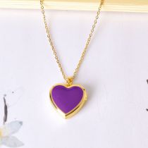 Fashion Purple Oil Dripping Love Photo Box Pendant Necklace