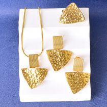Fashion Geometric Shape Set Geometric Double-layer Pendant Necklace Earrings And Rings 4-piece Set