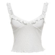 Fashion White Polyester Lace V-neck Vest
