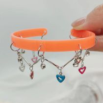 Fashion Orange Metal Diamond-drip Oil Love Acrylic Open Bracelet