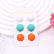 Fashion White Blue Orange Acrylic Colorful Ball Earrings Set