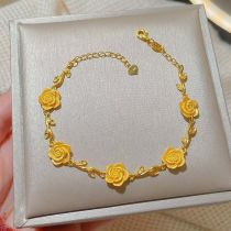 Fashion Bracelet - Gold Metal Flower Bracelet