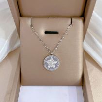Fashion Steel Necklace [full Body Titanium Steel] Titanium Steel Diamond Pentagram Necklace