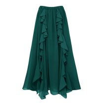 Fashion Green Skirt Polyester Pleated Skirt