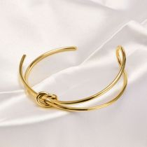 Fashion Gold Titanium Steel Knotted Open Bracelet
