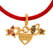 Fashion Red Copper Inlaid Zircon Love Boy And Girl Pendant Braided Bracelet