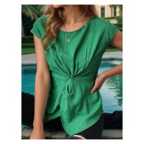 Fashion Green Twisted Textured Shirt