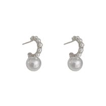 Fashion Silver-c-shaped Pearl Earrings (thick Real Gold Plating) C-shaped Pearl Earrings