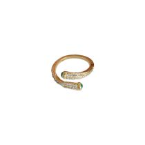 Fashion Zircon Geometric Open Ring (thick Real Gold Plating) Zirconia Geometric Open Ring