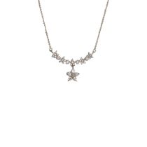 Fashion Silver-full Diamond Star Necklace (thick Real Gold Plating) Diamond Star Pendant Necklace