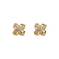 Fashion Zircon Pinwheel Earrings (thick Real Gold To Preserve Color) Zirconia Windmill Earrings