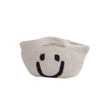 Fashion Top Width 30cm Height 25cm Woven Cotton Smiley Tote Bag